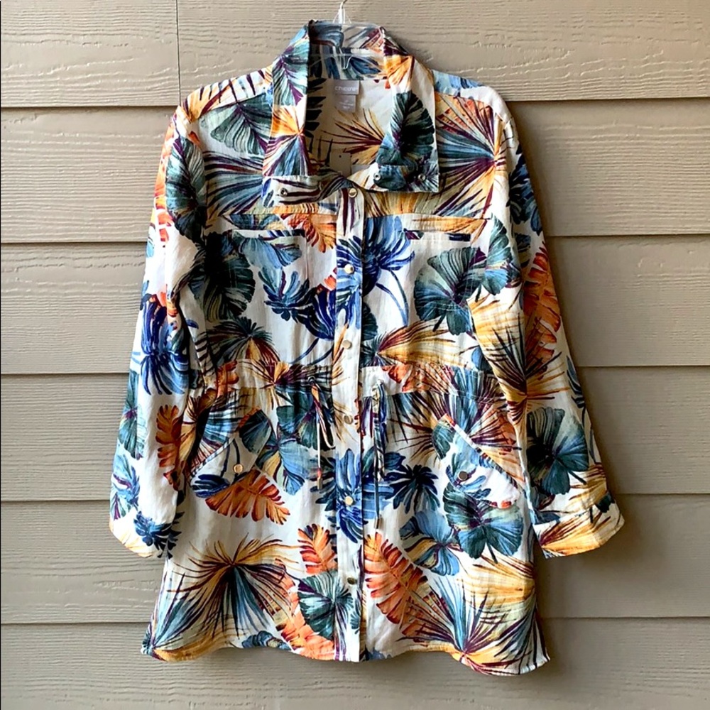 Chicos Linen Utility Jacket